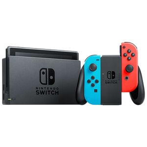 Nintendo Switch with Neon Blue and Neon Red Joy Con, , hires