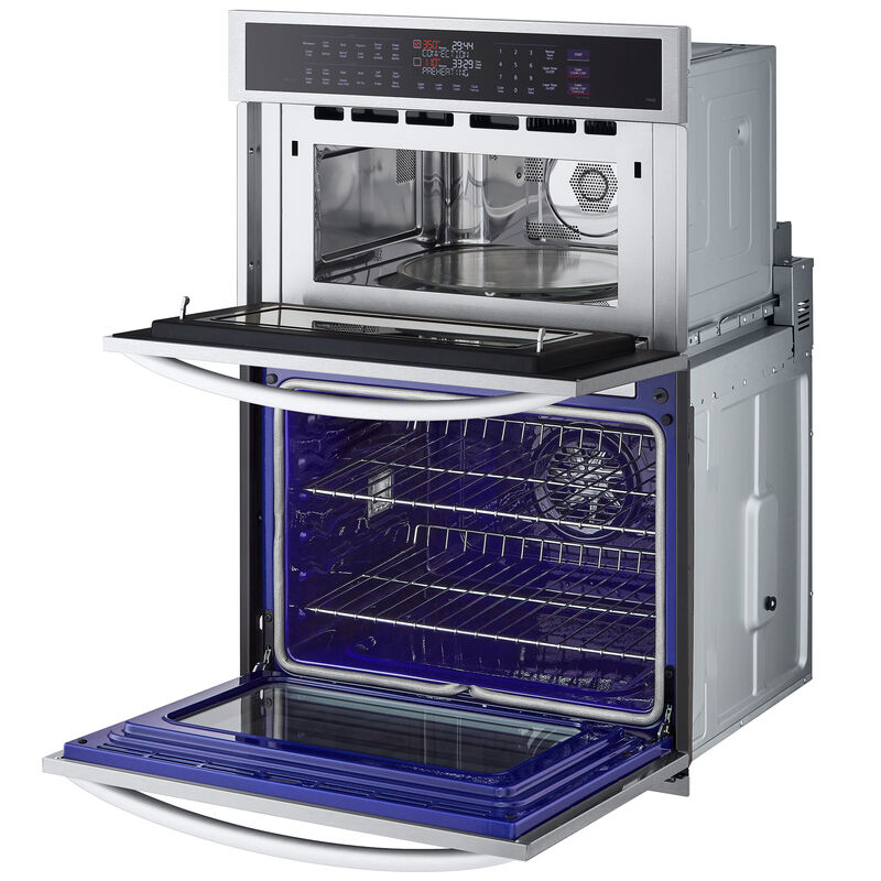 LG 30 in. 6.4 cu. ft. Smart Speed/ Steam Electric Microwave/Wall Oven Combo with True European Convection & Sensor Cooking - PrintProof Stainless Steel, , hires