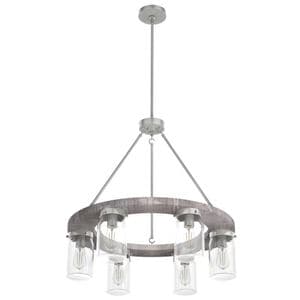Hunter Devon Park 26.5 in. 6-Light Chandelier with Clear Glass - Brushed Nickel, , hires