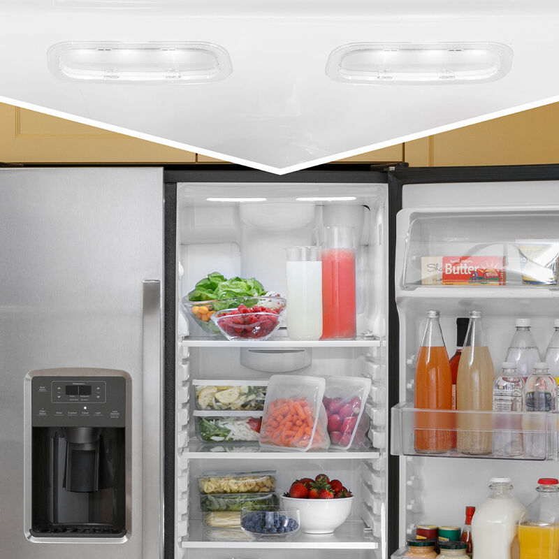 GE 36 in. 25.3 cu. ft. Side by Side Refrigerator with Ice & Water Dispenser - Fingerprint Resistant Slate, Slate, hires