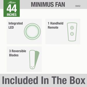 Hunter 44" Minimus Low Profile Ceiling Fan with LED Light Kit and Handheld Remote - Fresh White, White, hires