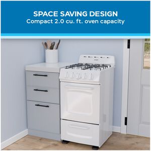 Avanti 20 in. 2 cu. ft. Gas Range with Open Burners - White, , hires