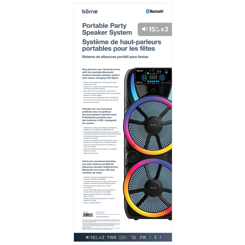 Borne Portable Party Speaker System - Black, , hires