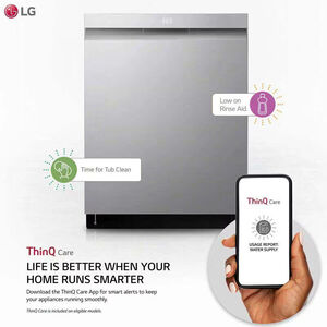 LG 24 in. Top Control Smart Dishwasher with 42 dBa Sound Level, 3rd-Rack, Dynamic Heat Dry & Pocket - PrintProof Stainless Steel, PrintProof Stainless Steel, hires