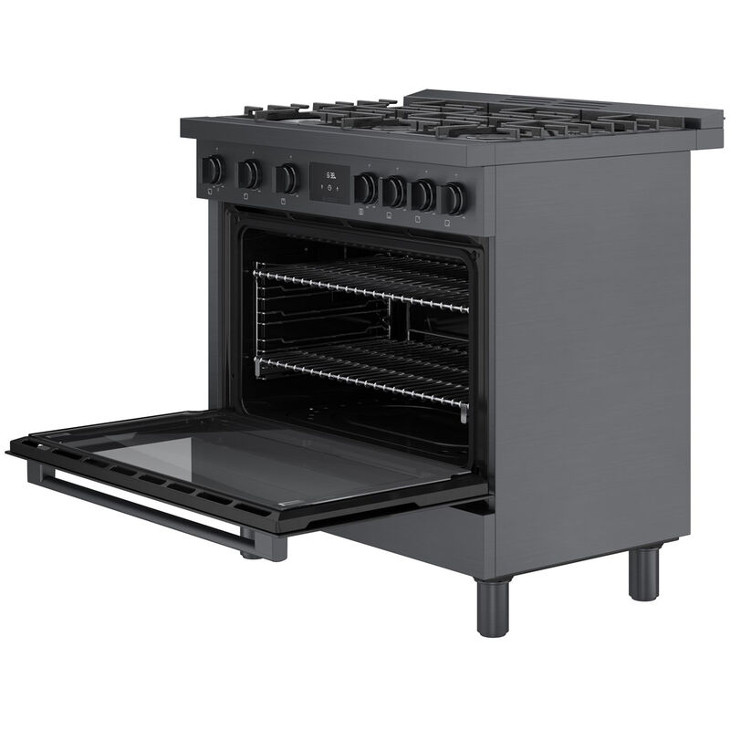 Bosch 800 Series 36 in. 3.4 cu. ft. Convection Oven Freestanding Gas Range with 6 Sealed Burners - Black with Stainless Steel, , hires
