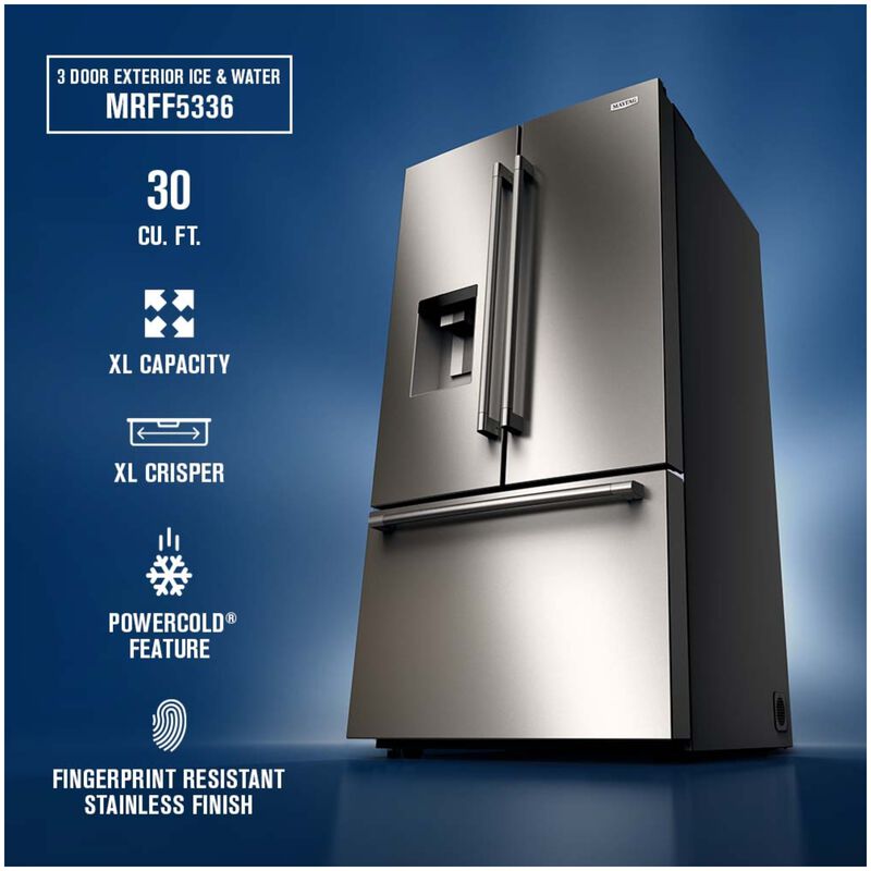 Maytag 36 in. 29.6 cu. ft. French Door Refrigerator with Ice & Water Dispenser - Fingerprint Resistant Stainless Steel, , hires