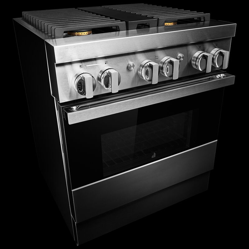 JennAir Noir Series 30 in. 4.1 cu. ft. Smart True European Convection Dual Fuel Range with 4 Sealed Burners - Stainless Steel, , hires
