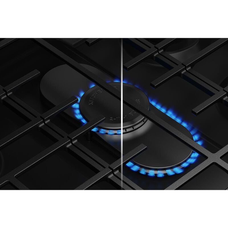 KitchenAid 30 in. 5.0 cu. ft. Smart Air-Fry True European Convection Steam Slide-In Gas Range with 5 Sealed Burners & Griddle - Black Ore, , hires