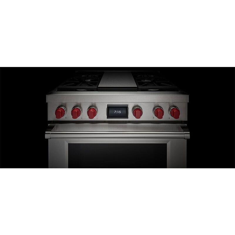 Wolf 36 in. 6.3 cu. ft. Smart Dual Convection Dual Fuel Range with 4 Sealed Burners & Griddle - Stainless Steel, , hires