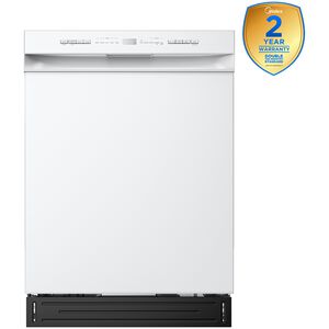 Midea 24 in. Front Control Flush-Mount Dishwasher with 52 dBA Sound level, Auto Open Door & Pocket Handle - White, , hires