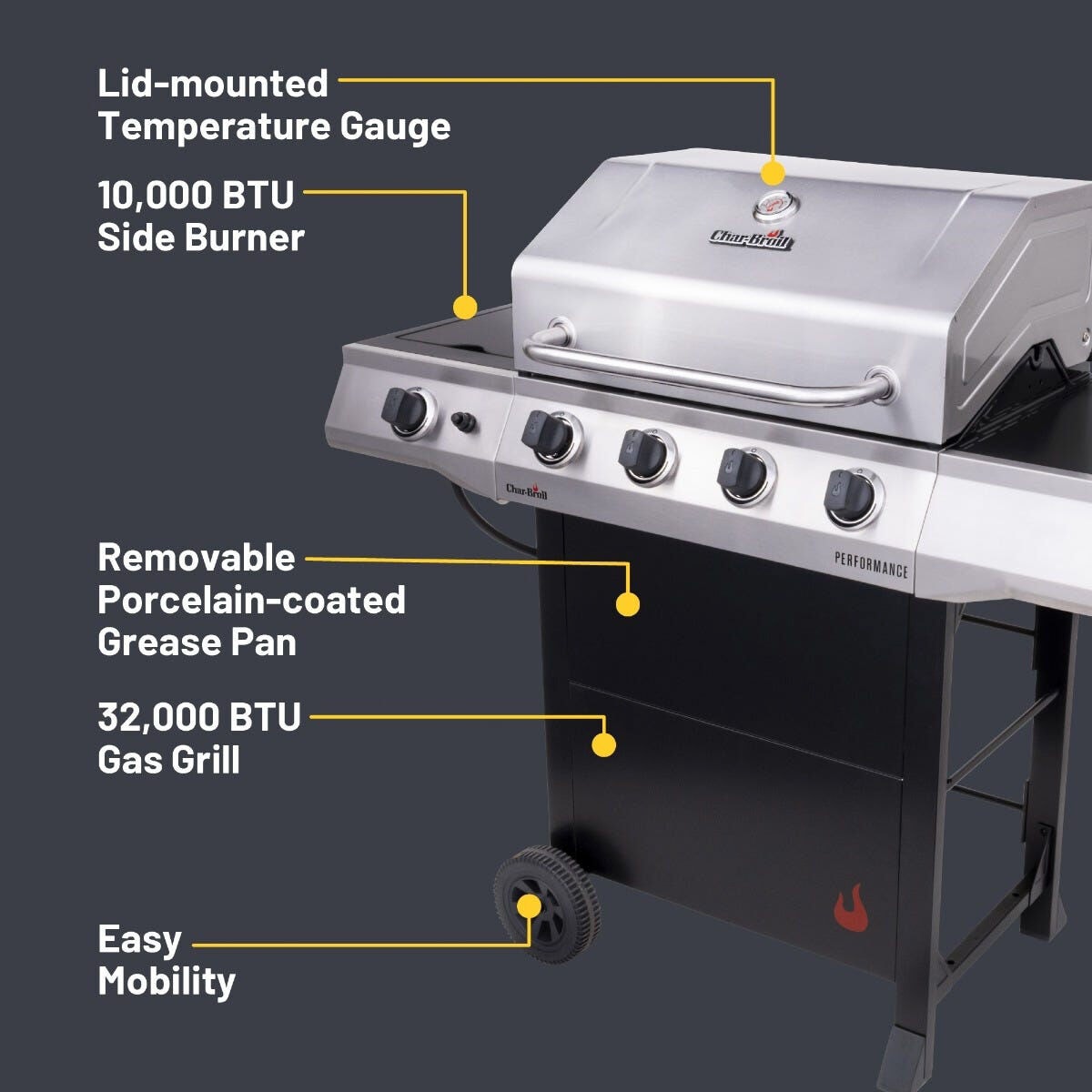 Char Broil Performance Series 4 Burner Liquid Propane Gas Grill