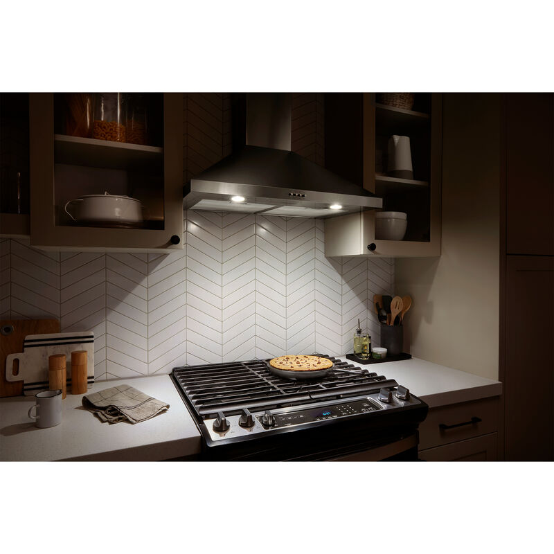 Whirlpool 30 in. Convertible Chimney Style Range Hood with 300 CFM, 3 Fan Speeds & 2 LED Lights - Stainless Steel, , hires