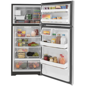 GE 28 in. 16.6 cu. ft. Top Freezer Refrigerator with Ice Maker - Stainless Steel, , hires