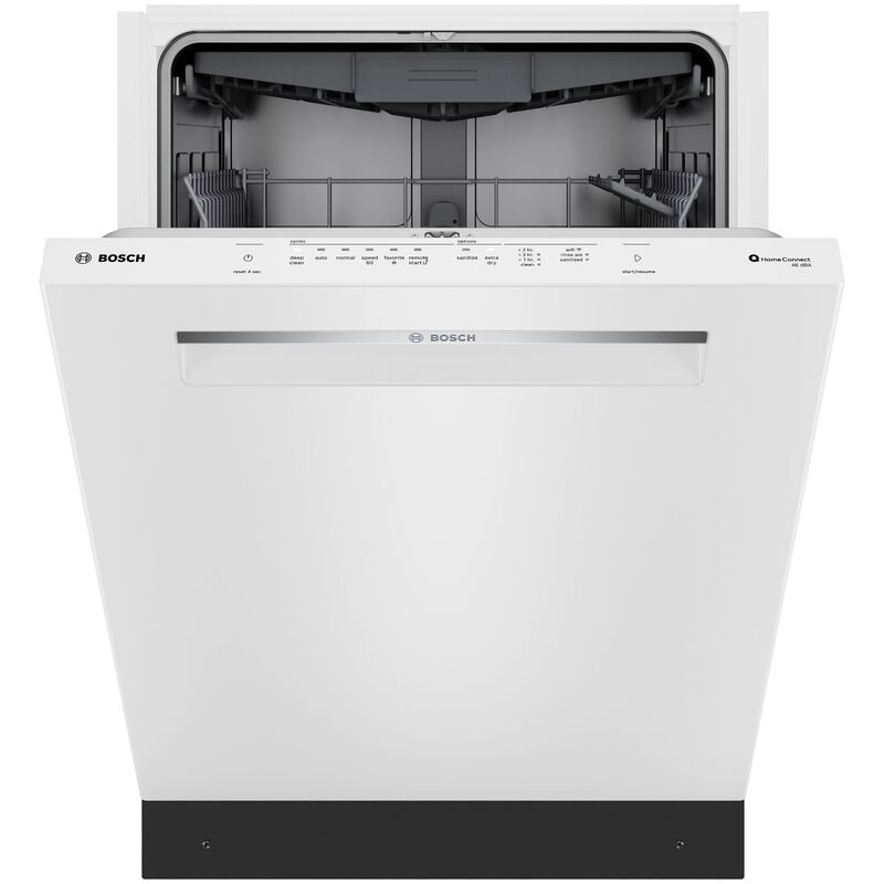 Bosch 300 Series 24 in. Top Control Flush-Mount Smart Dishwasher with 46 dBA Sound Level, 3rd-Rack, PureDry & Pocket Handle - White, , hires