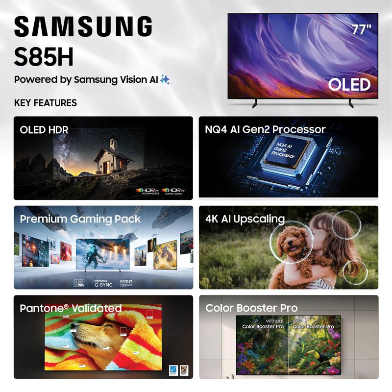 Samsung - 77" Class S85H Series OLED 4K UHD Smart Tizen TV, , hires