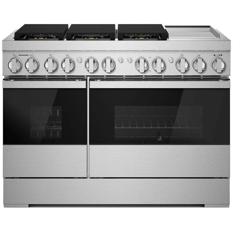 JennAir Noir Series 48 in. 4.1 cu. ft. Smart Convection Double Oven Freestanding Dual Fuel Range with 6 Sealed Burners, Grill & Griddle - Stainless Steel, , hires