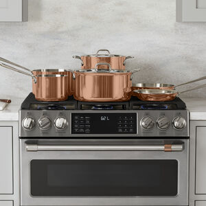 Cafe 30 in. 6.7 cu. ft. Smart Air Fry True European Convection Double Oven Slide-In Gas Range with 6 Sealed Burners & Griddle - Stainless Steel, Stainless Steel, hires