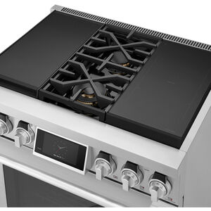 Signature Kitchen Suite 36 in. 6.3 cu. ft. Smart Standard Convection Steam Dual Fuel Range with 2 Sealed & 2 Induction Burners - Stainless Steel, , hires
