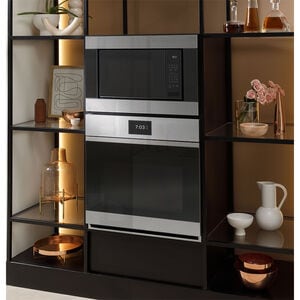 Cafe Minimal Series 30 in. 10 cu. ft. Smart Top Control Electric Double Wall Oven with True European Convection - Platinum Glass, Platinum Glass, hires