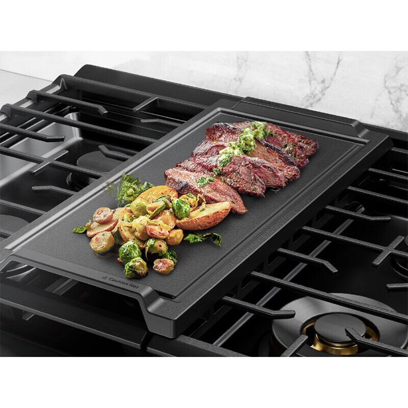 Samsung Bespoke 30 in. 6 cu. ft. Smart Air Fry True European Convection Slide-In Gas Range with 5 Sealed Burners & Griddle - White Glass, White Glass, hires