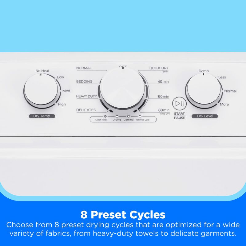 Midea 27 in. 7.0 cu. ft. Electric Dryer with Sensor Dry - White, , hires