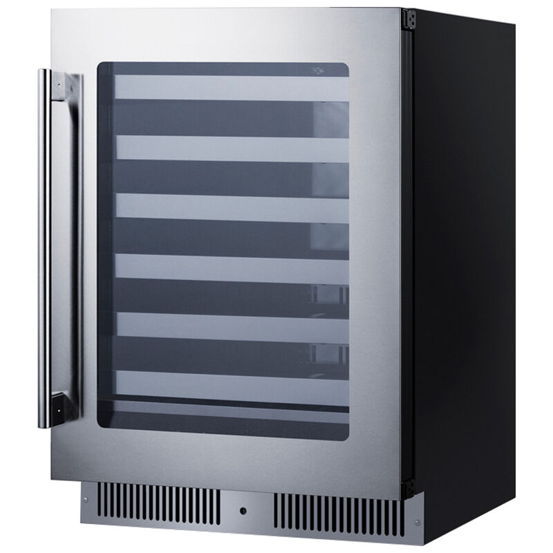 Summit 24 in. Undercounter Wine Cooler with Metal Racks, Single Temperature Zone & 33 Bottle Capacity - Stainless Steel, , hires
