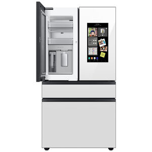 Samsung Bespoke 36 in. 22.5 cu. ft. Smart Counter Depth 4-Door French Door Refrigerator with Family Hub, Beverage Center & Internal Water Dispenser - White Glass, White Glass, hires