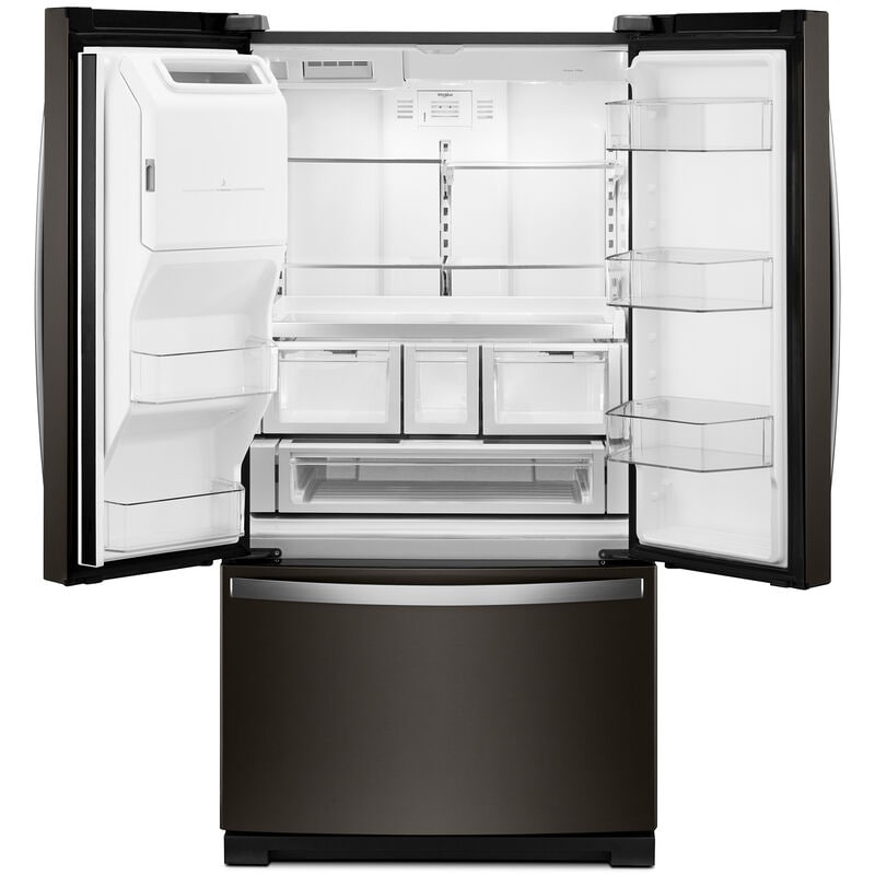 Whirlpool 36 in. 26.8 cu. ft. French Door Refrigerator with Ice & Water Dispenser - Black Stainless, Black Stainless, hires