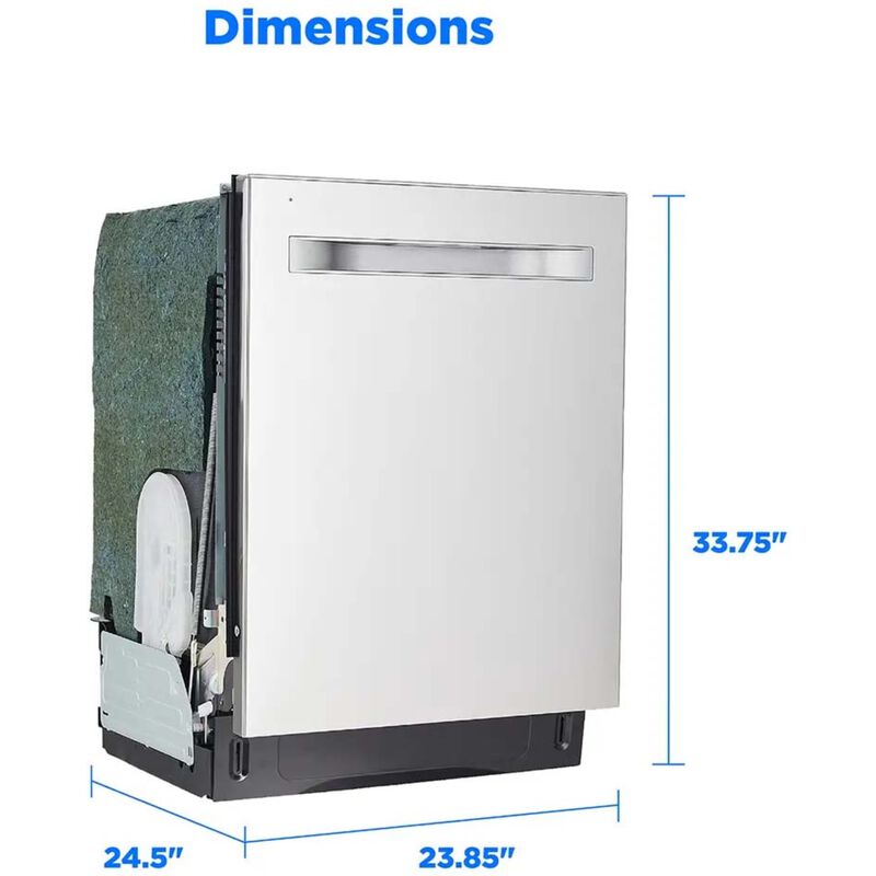Midea 24 in. Top Control Smart Dishwasher with 47 dBA Sound Level, 3rd-Rack, 3-Stage Total Drying & Pocket Handle - Stainless Steel, , hires
