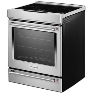 KitchenAid 30 in. 6.4 cu. ft. Air Fry True European Convection Steam Slide-In Electric Range with 4 Induction Burners - Stainless Steel, , hires