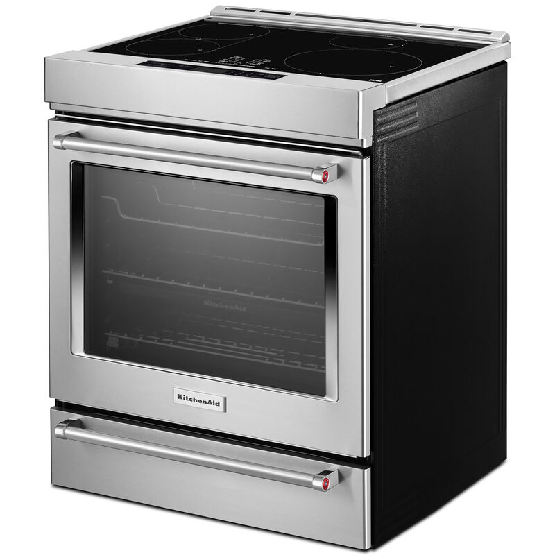 KitchenAid 30 in. 6.4 cu. ft. Air Fry True European Convection Steam Slide-In Electric Range with 4 Induction Burners - Stainless Steel, , hires