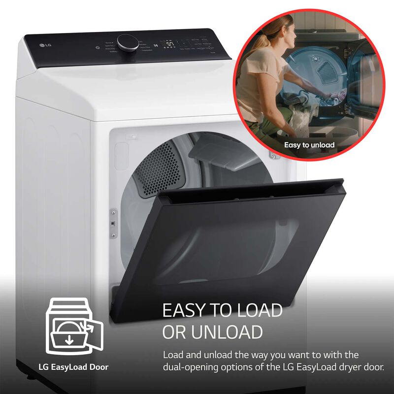 LG 27 in. 7.3 cu. ft. Smart Electric Dryer with EasyLoad Door & AI Sensor Dry - Alpine White, Alpine White, hires