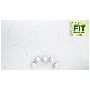 GE 36 in. 5-Burner Electric Cooktop with Simmer Burner & Power Burner - White, White, hires