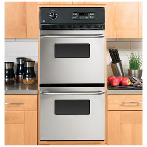 GE 24 in. 5.4 cu. ft. Electric Double Wall Oven - Stainless Steel, Stainless Steel, hires