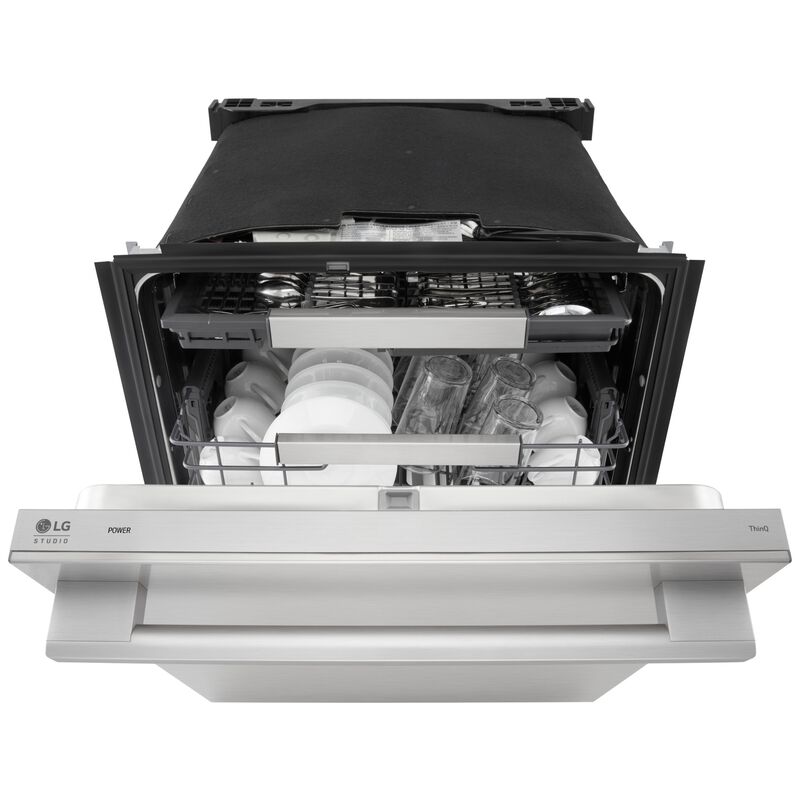 LG Studio 24 in. Top Control Flush-Mount Smart Dishwasher with 39 dBA Sound Level, 3rd Rack & Dynamic Heat Dry with AutoVent Dry - PrintProof Stainless Steel, , hires
