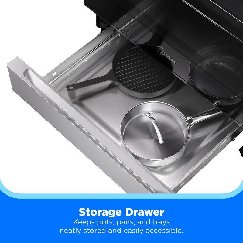 Midea 30 in. 6.1 cu. ft. Gas Range with 4 Sealed Burners - Stainless Steel, Stainless Steel, hires