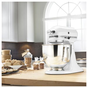 KitchenAid Artisan Series 10-Speed 5-Quart Electric Stand Mixer with Tilt-Head & 3 Attachments - White, White, hires