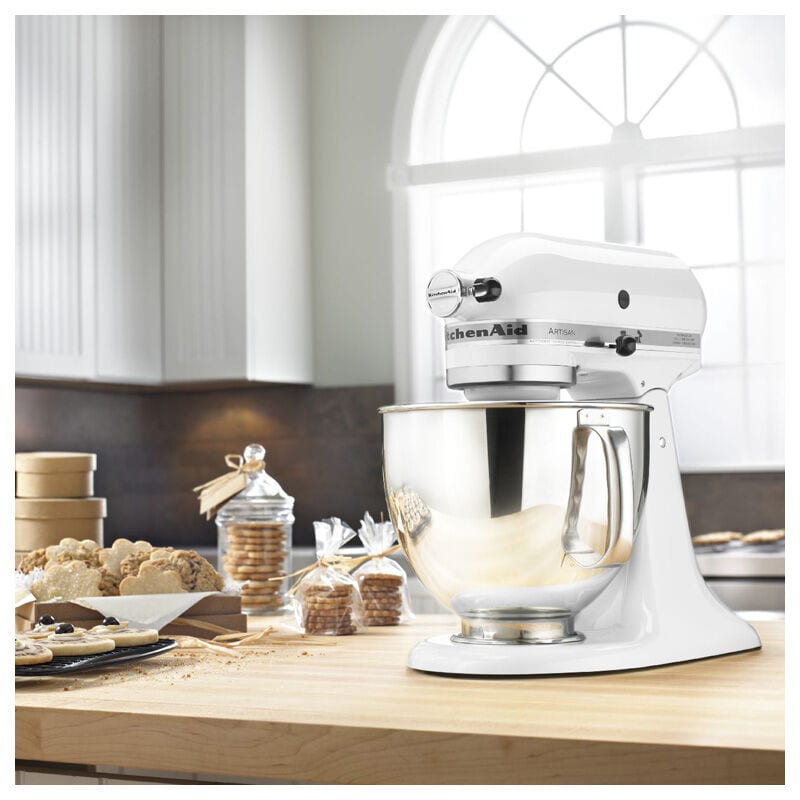 KitchenAid Artisan Series 10-Speed 5-Quart Electric Stand Mixer with Tilt-Head & 3 Attachments - White, White, hires