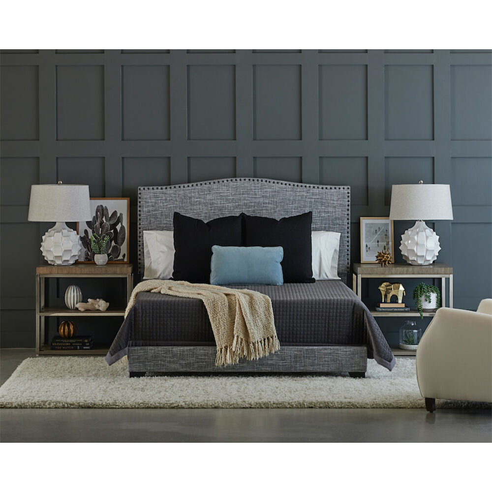 Klaussner Upholstered King Size Complete Bed Gray P.C. Richard