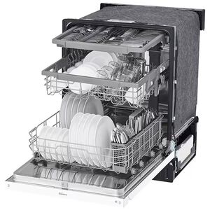 LG 24 in. Front Control Dishwasher with 48 dBa Sound Level, 3rd-Rack, Dynamic Dry & Pocket - White, White, hires