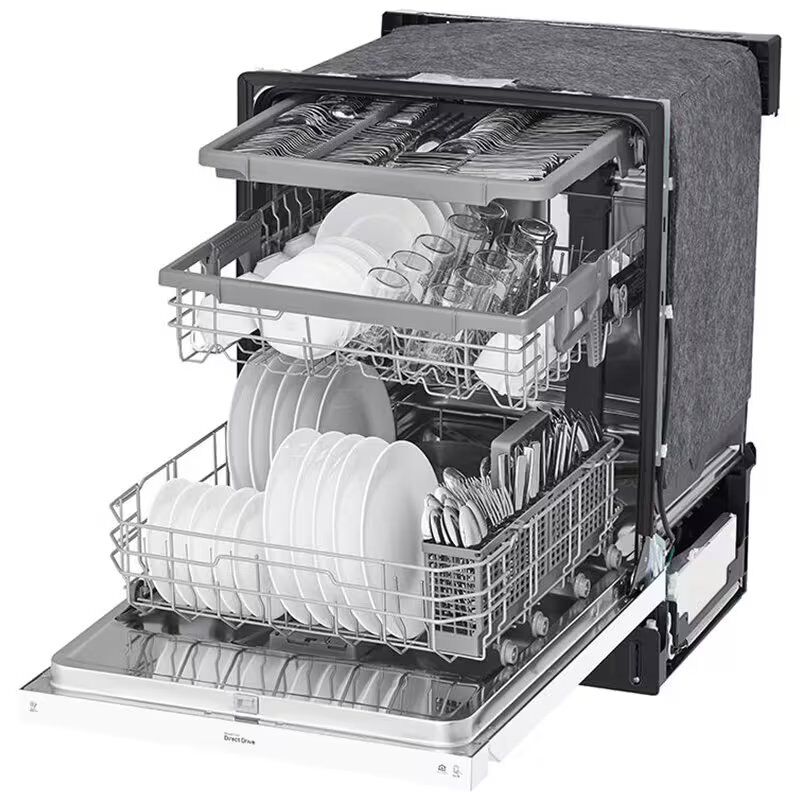 LG 24 in. Front Control Dishwasher with 48 dBa Sound Level, 3rd-Rack, Dynamic Dry & Pocket - White, White, hires