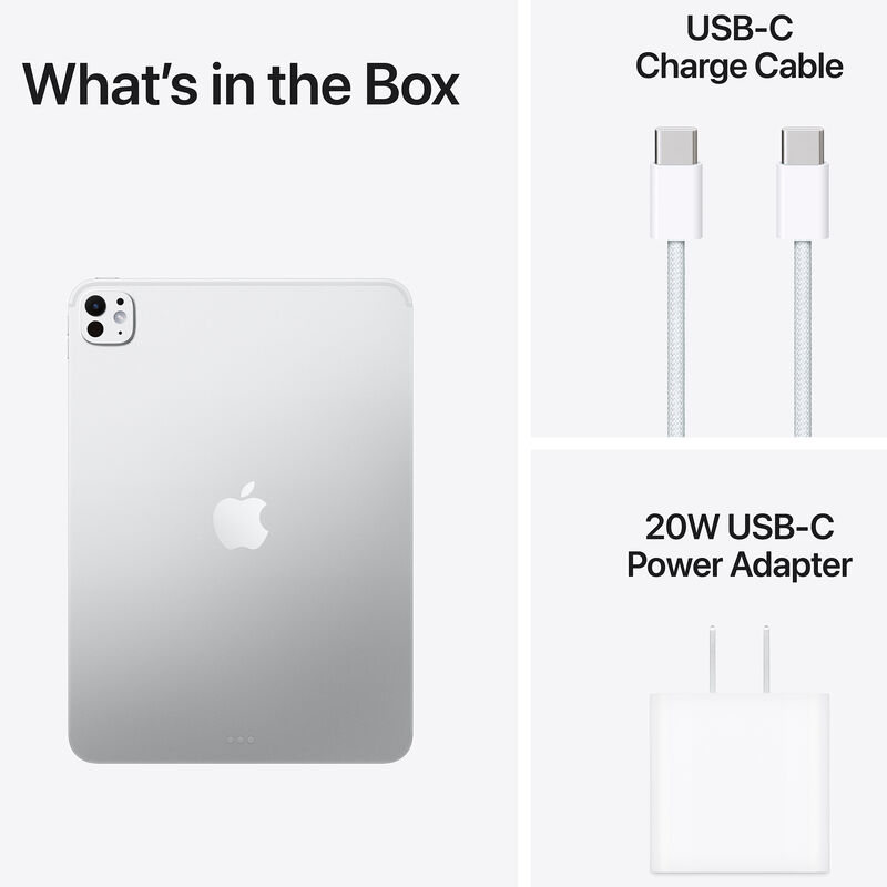 Apple 11 in. iPad Pro (2025 Release) with Wifi-Only, M5, 1 TB Storage, Apple Intelligence & OLED Nano-texture Glass - Silver, , hires