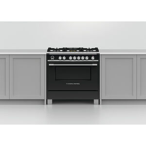 Fisher & Paykel Series 9 Classic 36 in. 4.9 cu. ft. True European Convection Dual Fuel Range with 5 Sealed Burners - Black, , hires