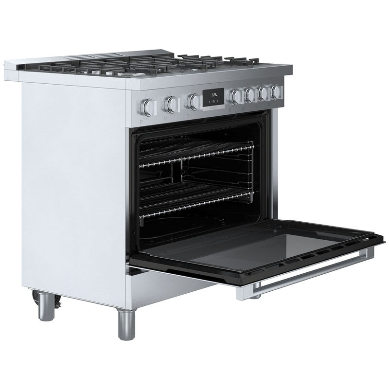 Bosch 800 Series 36 in. 3.7 cu. ft. Convection Oven Freestanding Dual Fuel Range with 6 Sealed Burners - Stainless Steel, , hires