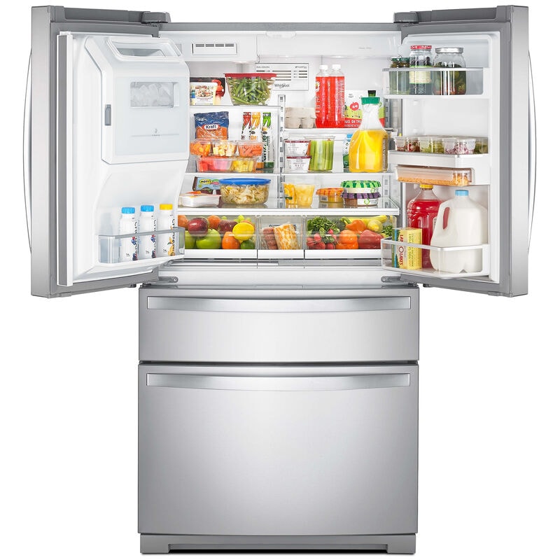 Whirlpool 36 in. 26 cu. ft. 4-Door French Door Refrigerator with Ice & Water Dispenser - Fingerprint Resistant Stainless, Fingerprint Resistant Stainless, hires