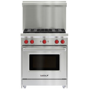 Wolf 30 in. 4.4 cu. ft. Oven Freestanding Gas Range with 4 Sealed Burners - Stainless Steel, , hires