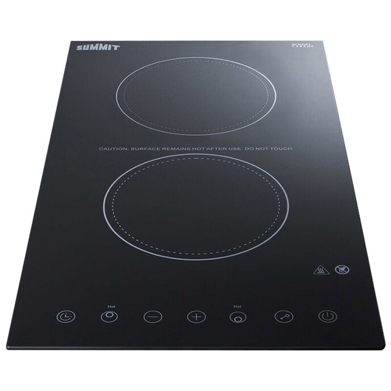 Summit 12 in. Electric Cooktop with 2 Smoothtop Burners - Black, , hires