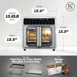 Kitchen Elite 16 Quart French Door Air Fryer Oven Countertop Convection Cooker with LED Display - Stainless Steel, , hires