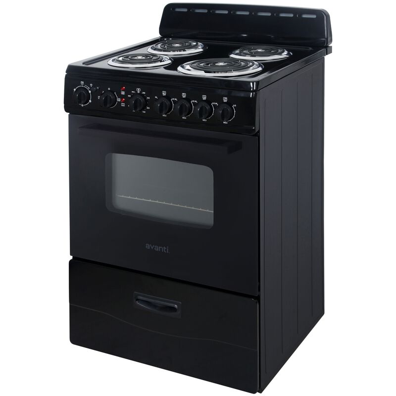 Avanti 24 in. 2.6 cu. ft. Electric Range with Coil Burners - Black, , hires