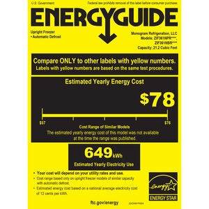 Monogram 36 in. 21.2 cu. ft. Left Hinged Built-in Smart Upright Freezer with Ice-Maker & Adjustable Shelves - Custom Panel Ready, , hires